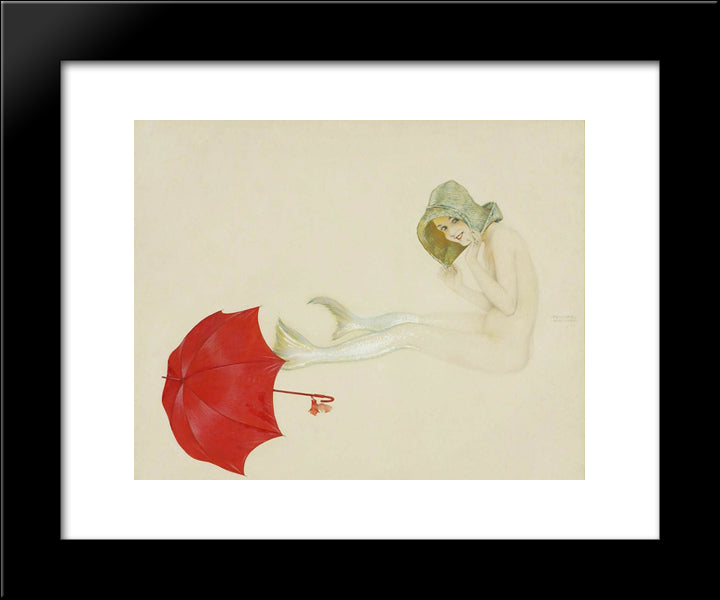 Mermaid 20x24 Black Modern Wood Framed Art Print Poster by Kirchner, Raphael