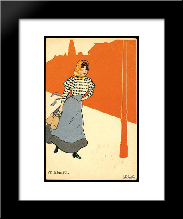 Milkmaid 20x24 Black Modern Wood Framed Art Print Poster by Kirchner, Raphael