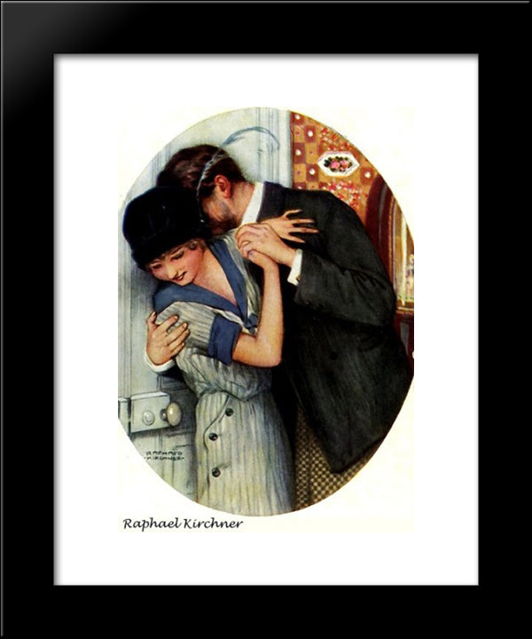 The Embrace 20x24 Black Modern Wood Framed Art Print Poster by Kirchner, Raphael