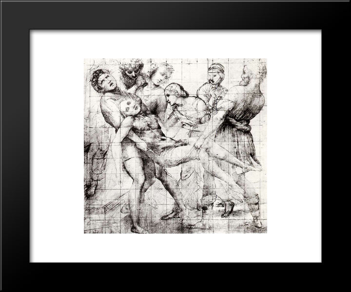 Study For The 'Entombment' In The Galleria Borghese, Rome 20x24 Black Modern Wood Framed Art Print Poster by Raphael