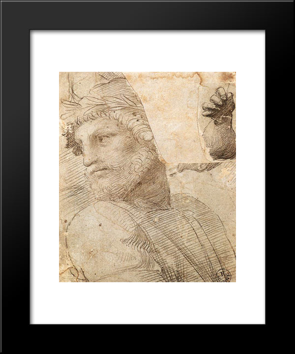 Study For The Head Of A Poet 20x24 Black Modern Wood Framed Art Print Poster by Raphael