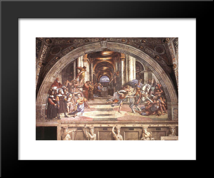 The Expulsion Of Heliodorus From The Temple 20x24 Black Modern Wood Framed Art Print Poster by Raphael
