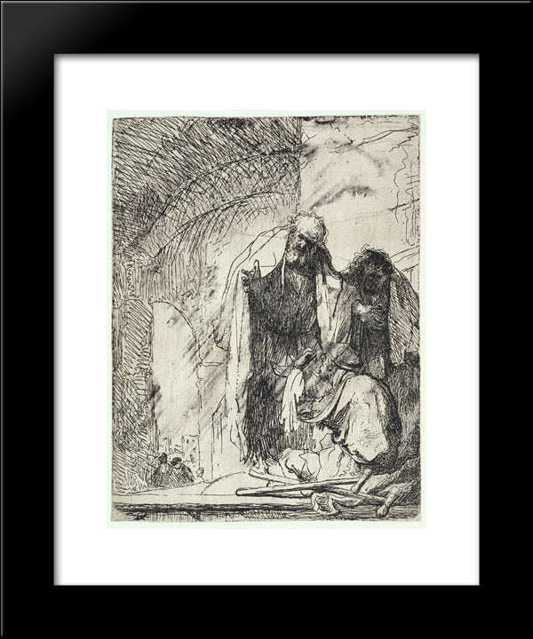 Peter And John At The Gate Of The Temple 20x24 Black Modern Wood Framed Art Print Poster by Rembrandt