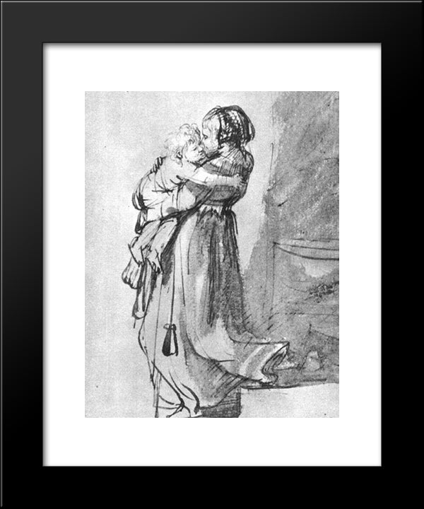Saskia With A Child 20x24 Black Modern Wood Framed Art Print Poster by Rembrandt