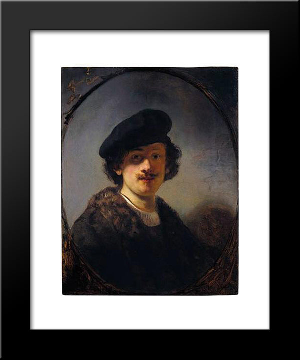 Self-Portrait With Shaded Eyes 20x24 Black Modern Wood Framed Art Print Poster by Rembrandt