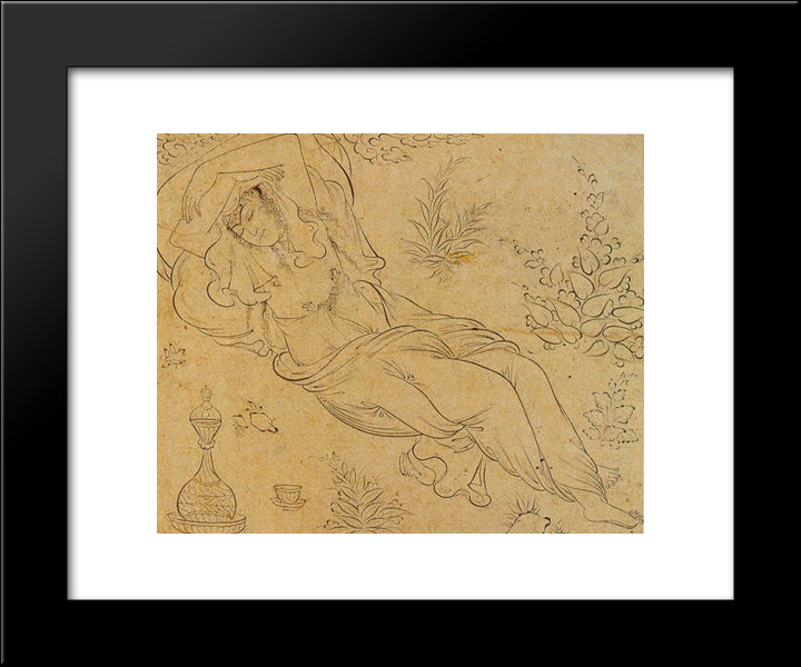 Reclining Woman 20x24 Black Modern Wood Framed Art Print Poster by Abbasi, Reza