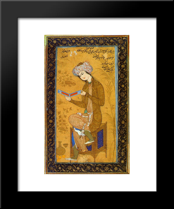 Youth Reading 20x24 Black Modern Wood Framed Art Print Poster by Abbasi, Reza