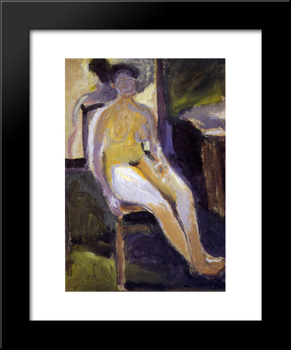 Seated Female Nude 20x24 Black Modern Wood Framed Art Print Poster by Gerstl, Richard