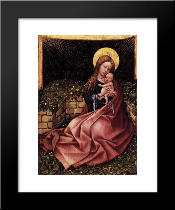 Madonna By A Grassy Bank Oak 20x24 Black Modern Wood Framed Art Print Poster by Campin, Robert