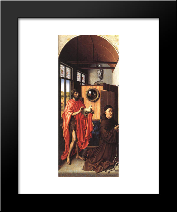 Werl Altarpiece - St. John The Baptist And The Donor, Heinrich Von Wer 20x24 Black Modern Wood Framed Art Print Poster by Campin, Robert