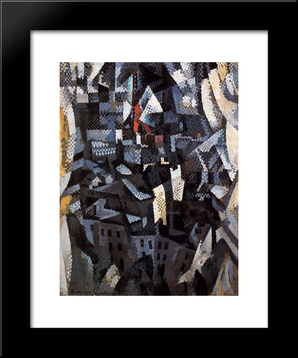 Ciudades. City 20x24 Black Modern Wood Framed Art Print Poster by Delaunay, Robert