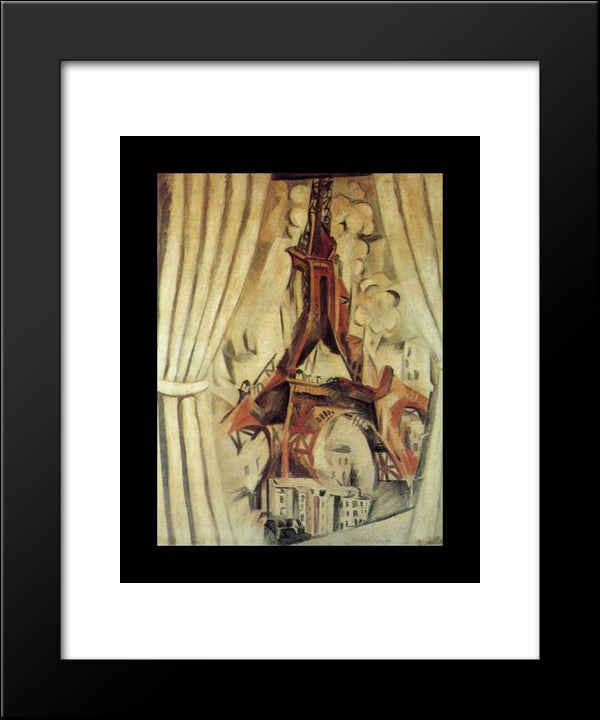 Window, Eiffel Tower 20x24 Black Modern Wood Framed Art Print Poster by Delaunay, Robert