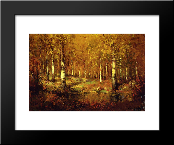 Autumn Birches, Central Park 20x24 Black Modern Wood Framed Art Print Poster by Onderdonk, Robert Julian