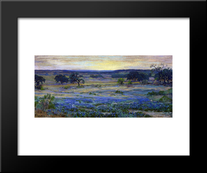 Bluebonnets At Dusk 20x24 Black Modern Wood Framed Art Print Poster by Onderdonk, Robert Julian