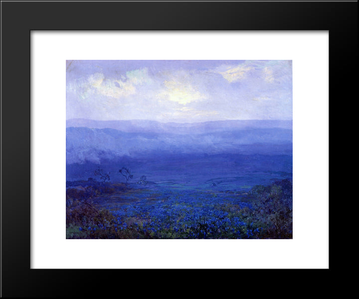 Bluebonnets In Texas 20x24 Black Modern Wood Framed Art Print Poster by Onderdonk, Robert Julian