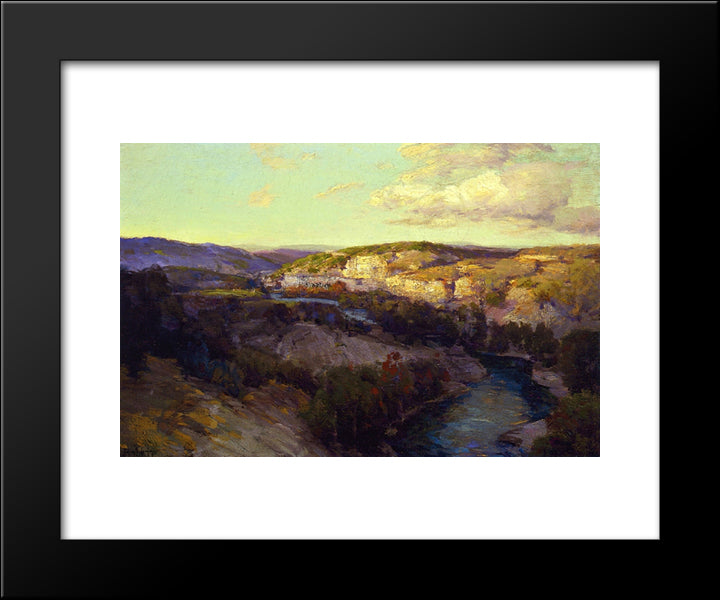 Cliffs On The Guadalupe 20x24 Black Modern Wood Framed Art Print Poster by Onderdonk, Robert Julian