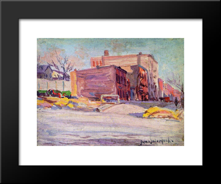 Foot Of 52Nd Street At Hudson Park 20x24 Black Modern Wood Framed Art Print Poster by Onderdonk, Robert Julian