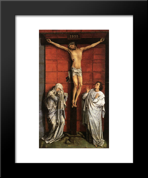 Christ On The Cross With Mary And St. John 20x24 Black Modern Wood Framed Art Print Poster by van der Weyden, Rogier