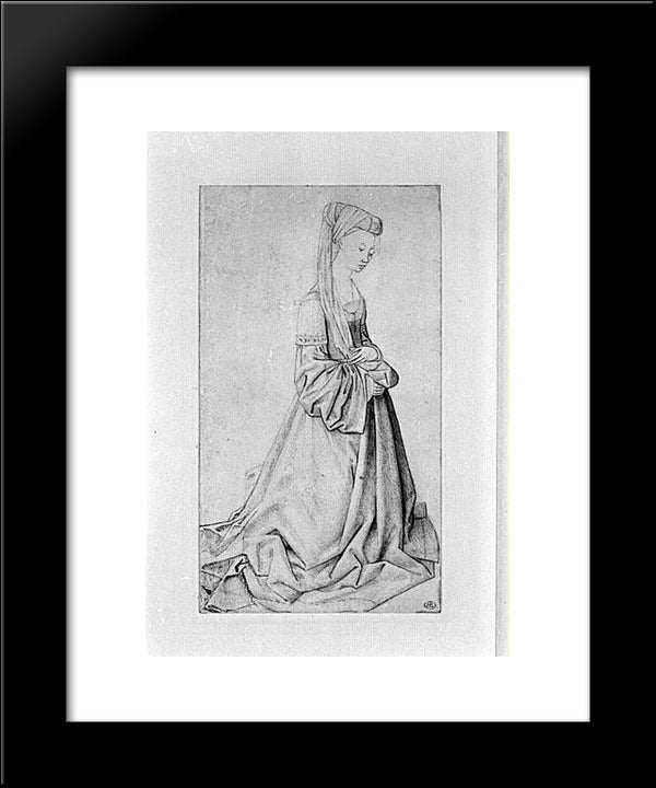 Kneeling Woman 20x24 Black Modern Wood Framed Art Print Poster by van der Weyden, Rogier