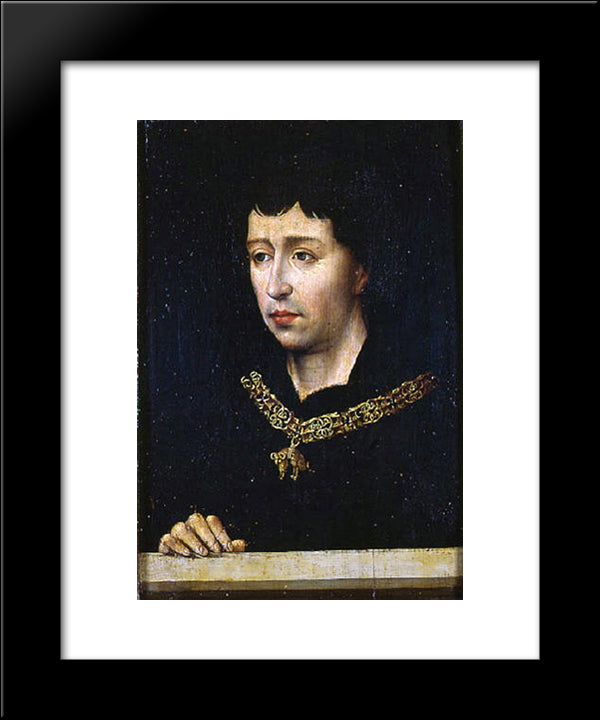 Portrait Of Charles The Bold 20x24 Black Modern Wood Framed Art Print Poster by van der Weyden, Rogier