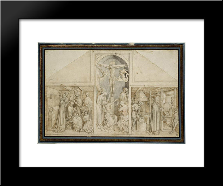 Triptych Of St. Eloi 20x24 Black Modern Wood Framed Art Print Poster by van der Weyden, Rogier