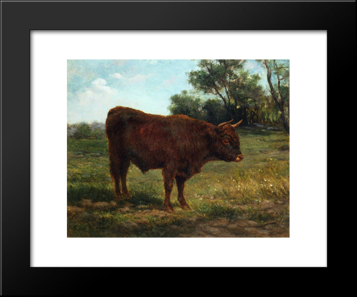 Longhorn Bull In A Landscape 20x24 Black Modern Wood Framed Art Print Poster by Bonheur, Rosa