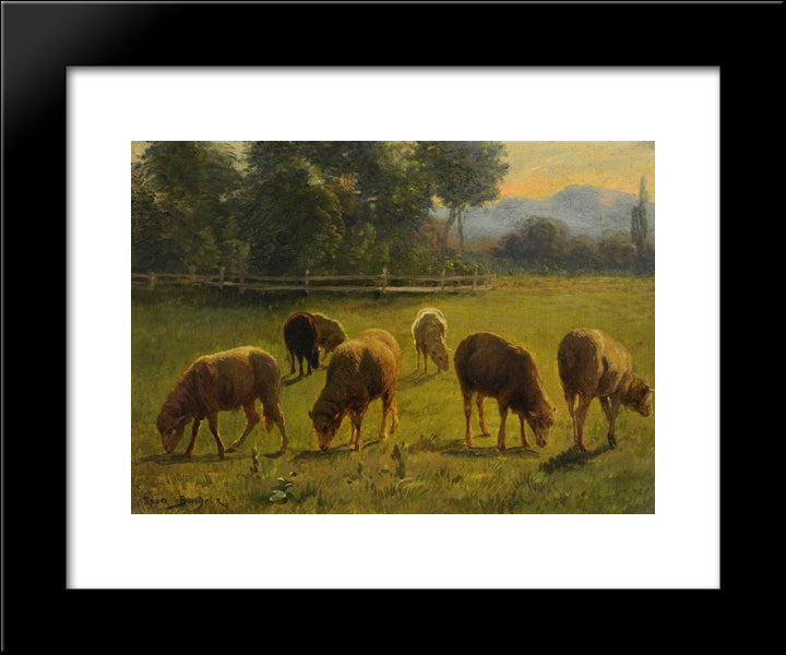 Sheep In A Landscape 20x24 Black Modern Wood Framed Art Print Poster by Bonheur, Rosa