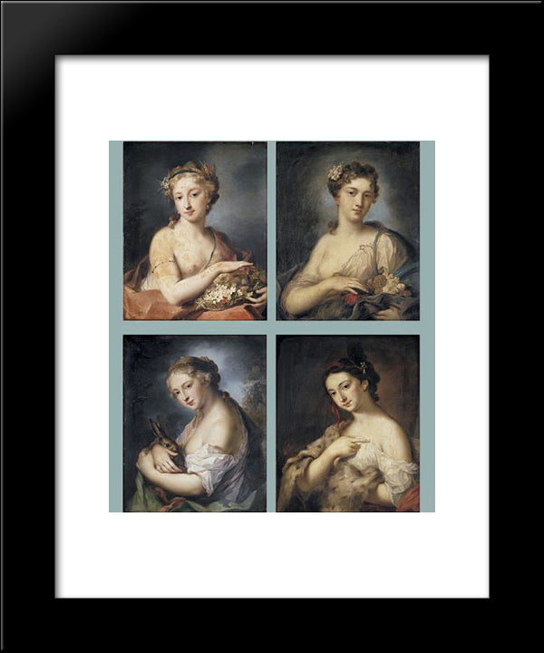 Four Seasons 20x24 Black Modern Wood Framed Art Print Poster by Carriera, Rosalba