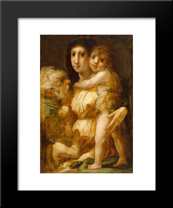 The Holy Family With The Infant Saint John The Baptist 20x24 Black Modern Wood Framed Art Print Poster by Fiorentino, Rosso