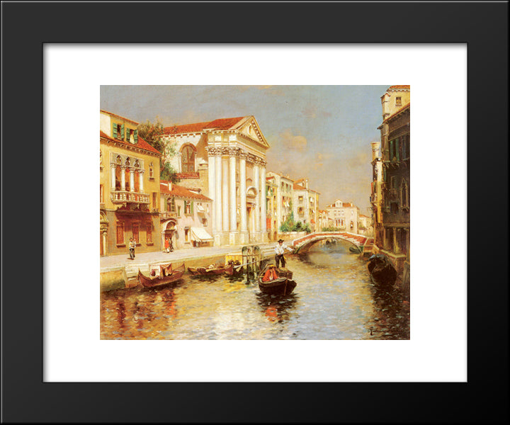 A Venetian Canal 20x24 Black Modern Wood Framed Art Print Poster by Santoro, Rubens