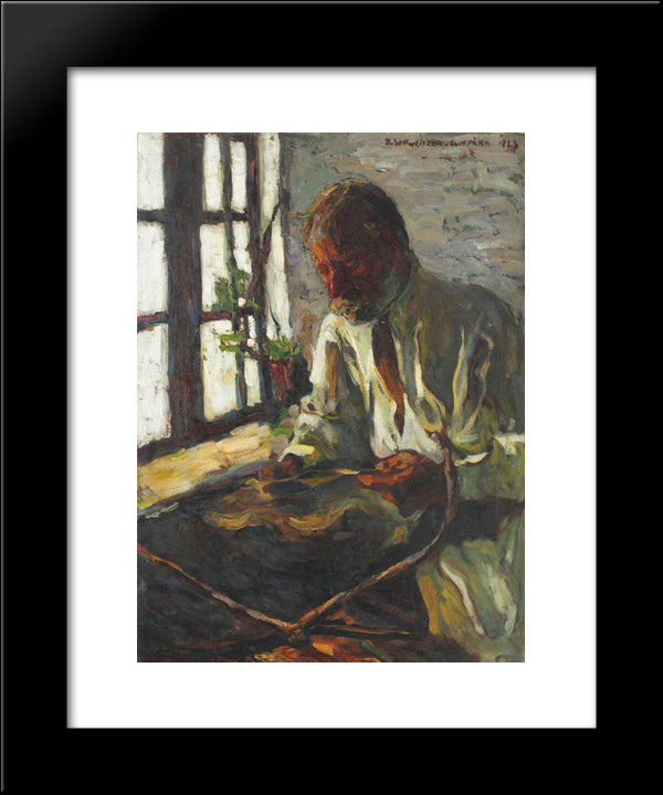 At The Window 20x24 Black Modern Wood Framed Art Print Poster by Schweitzer Cumpana, Rudolf