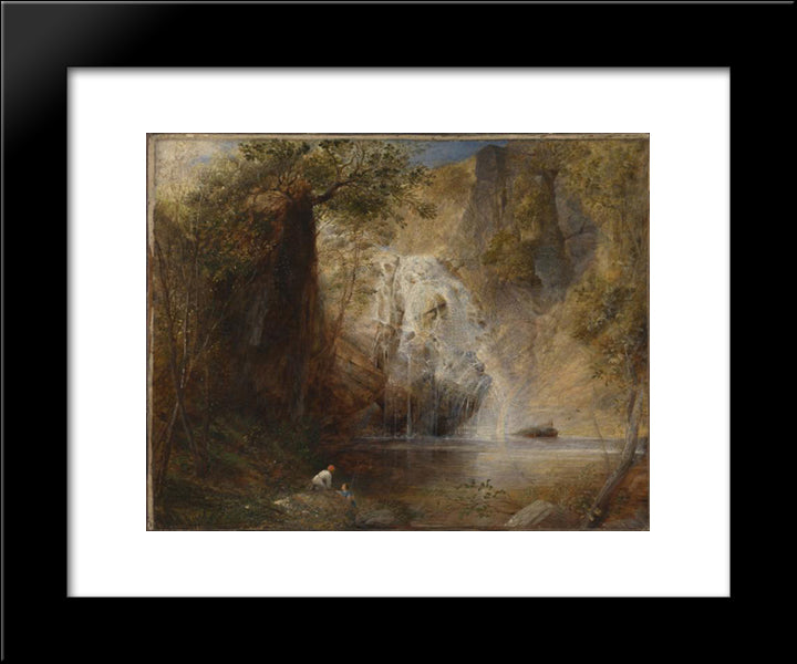 The Waterfalls, Pistil Mawddach, North Wales 1836 20x24 Black Modern Wood Framed Art Print Poster by Palmer, Samuel