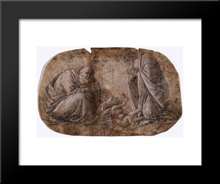 Adoration Of The Child 20x24 Black Modern Wood Framed Art Print Poster by Botticelli, Sandro