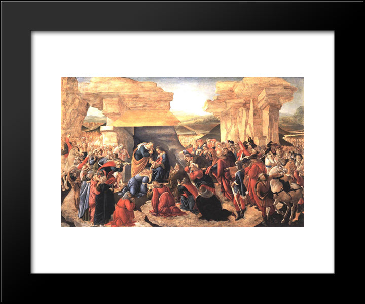 Adoration Of The Magi 20x24 Black Modern Wood Framed Art Print Poster by Botticelli, Sandro