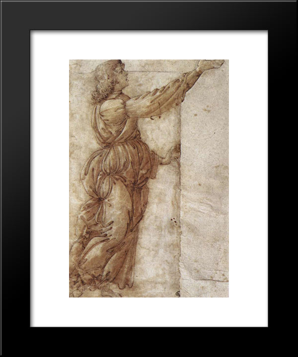 Angel 20x24 Black Modern Wood Framed Art Print Poster by Botticelli, Sandro