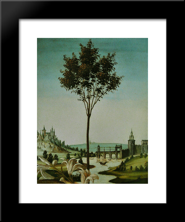Annunciation Cestello (Detail) 20x24 Black Modern Wood Framed Art Print Poster by Botticelli, Sandro
