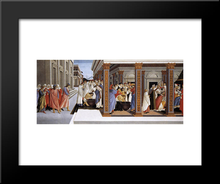 Baptism Of St Zenobius And His Appointment As Bishop 20x24 Black Modern Wood Framed Art Print Poster by Botticelli, Sandro