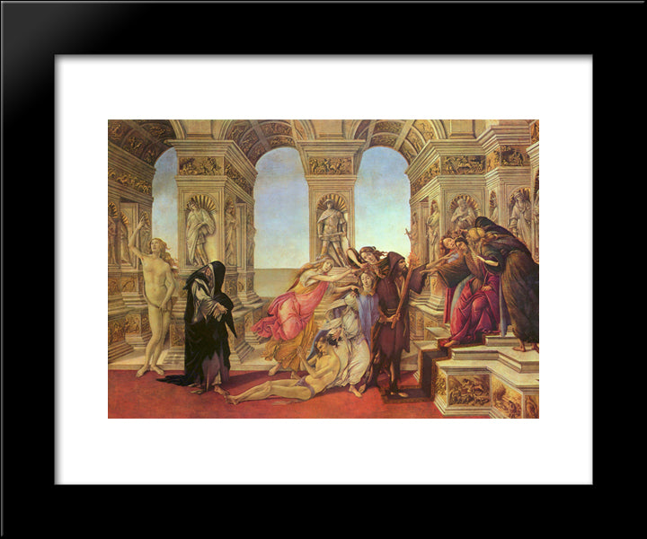 Calumny Of Apelles 20x24 Black Modern Wood Framed Art Print Poster by Botticelli, Sandro