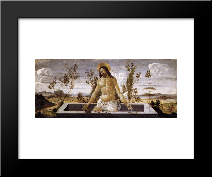 Christ In The Sepulchre 20x24 Black Modern Wood Framed Art Print Poster by Botticelli, Sandro