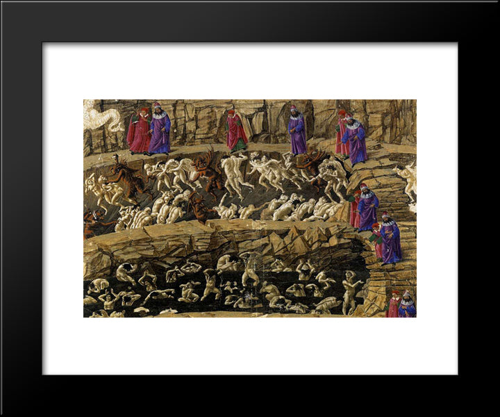 Inferno, Canto Xviii 20x24 Black Modern Wood Framed Art Print Poster by Botticelli, Sandro