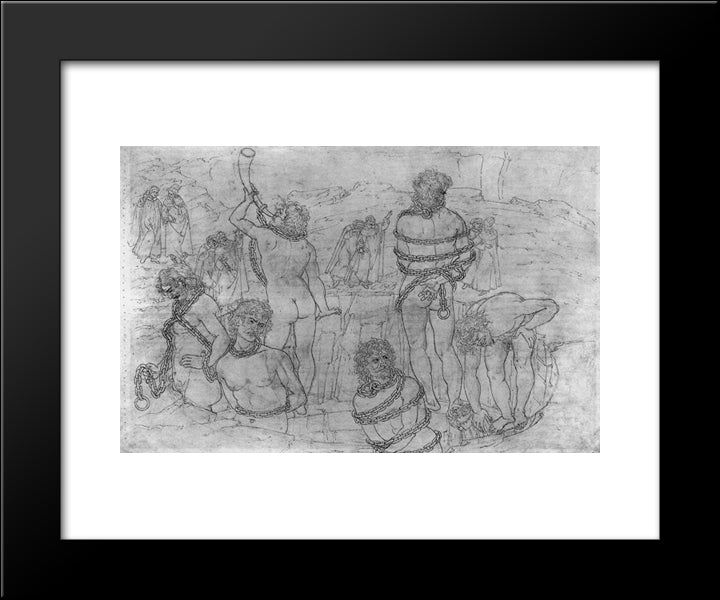 Inferno, Canto Xxxi 20x24 Black Modern Wood Framed Art Print Poster by Botticelli, Sandro