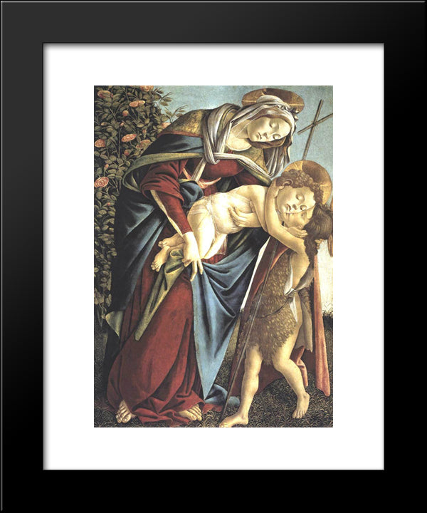 Madonna And Child And The Young St John The Baptist 20x24 Black Modern Wood Framed Art Print Poster by Botticelli, Sandro
