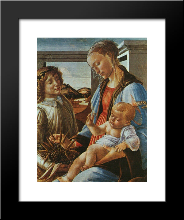 Madonna And Child With An Angel 20x24 Black Modern Wood Framed Art Print Poster by Botticelli, Sandro