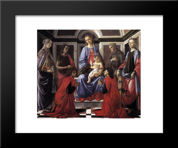 Madonna And Child With Six Saints 20x24 Black Modern Wood Framed Art Print Poster by Botticelli, Sandro