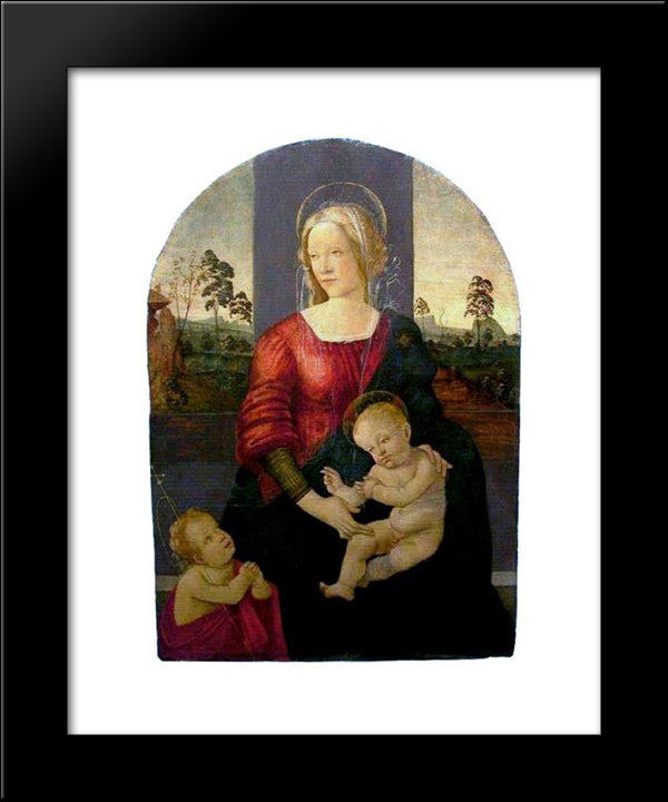 Madonna And Child With St. John The Baptist 20x24 Black Modern Wood Framed Art Print Poster by Botticelli, Sandro