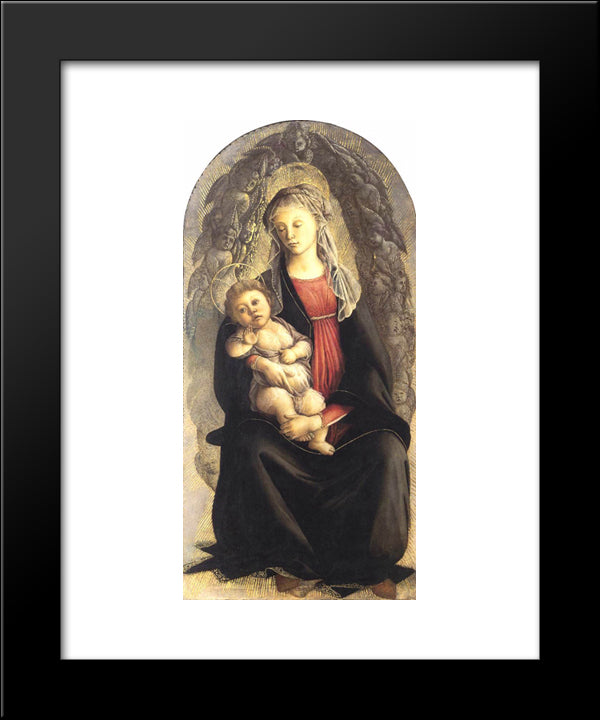 Madonna In Glory With Seraphim 20x24 Black Modern Wood Framed Art Print Poster by Botticelli, Sandro