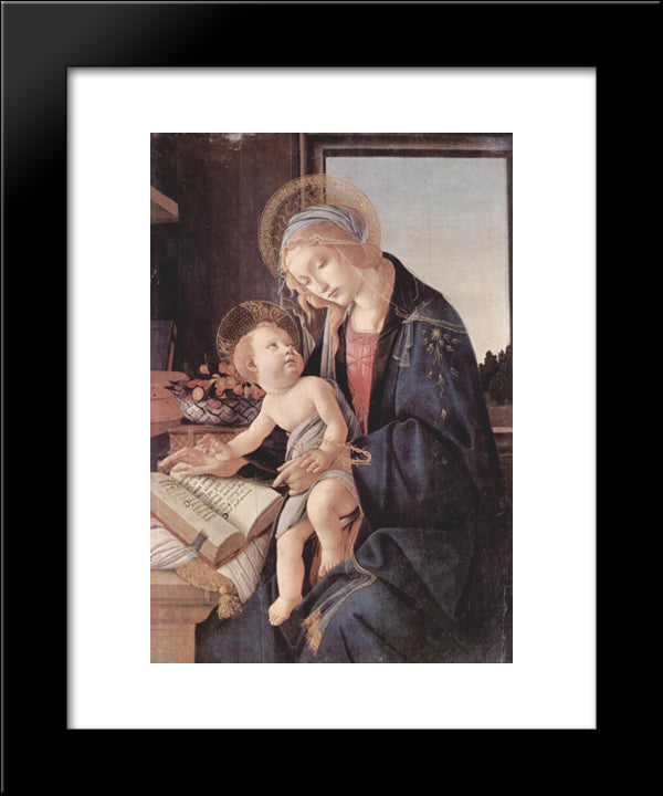 Madonna Of The Book 20x24 Black Modern Wood Framed Art Print Poster by Botticelli, Sandro