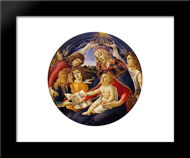 Madonna Of The Magnificat 20x24 Black Modern Wood Framed Art Print Poster by Botticelli, Sandro