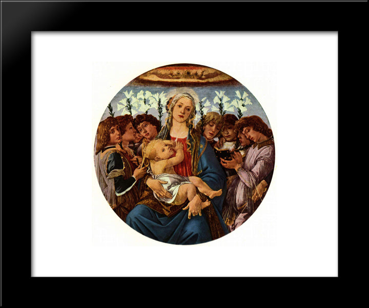 Madonna With Child And Singing Angels 20x24 Black Modern Wood Framed Art Print Poster by Botticelli, Sandro