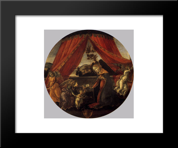 Madonna With Child And Three Angels 20x24 Black Modern Wood Framed Art Print Poster by Botticelli, Sandro